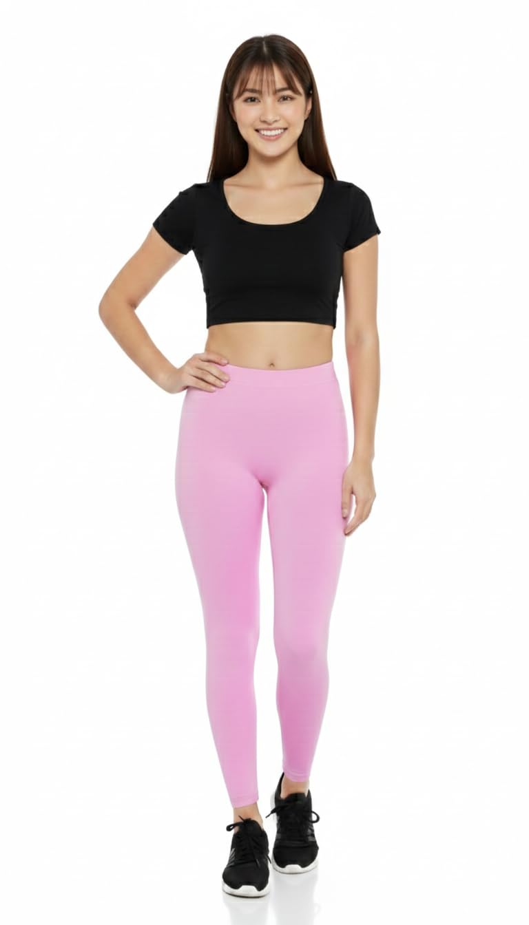 Women's Slim Bottom/Leggings for Womens/High Waist/Ankle Length/Squat-Proof-Baby Pink-picture-26