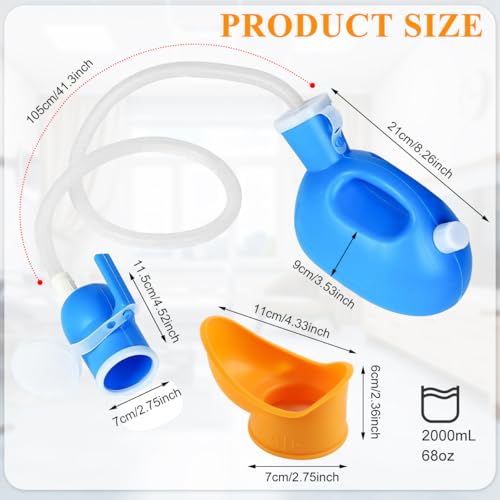 Image of HANNEA 2000ml Female Urinals for Women Men, Spill Proof Urinal Bottle, Handheld Pee Bottle with Handle, Soft Rubber Rim, Reusable Pee Kettle for Hosp*tal Home Camping