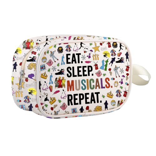 TIIMG Musical Lover Gift Theatre Musical Lover Actor Actress Encourage Gift Drama Comedy Fans Makeup Zipper Pouch (eat sleep mb)