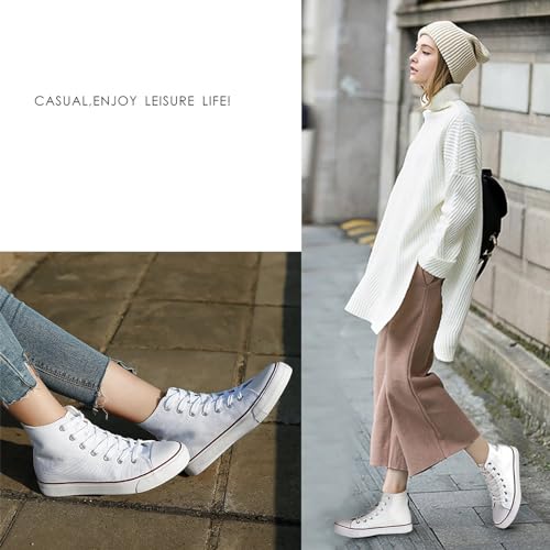 Womens Canvas Sneakers High Top Lace ups Casual Walking Shoes2