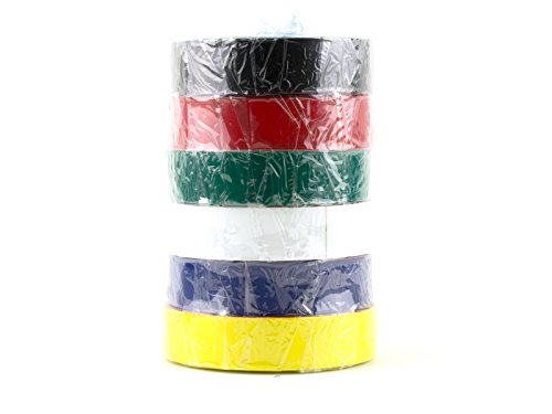 Image of Secure Multicolored PVC Electrical Tape 3 /4 Inch x 66 Feet - 6 Pack
