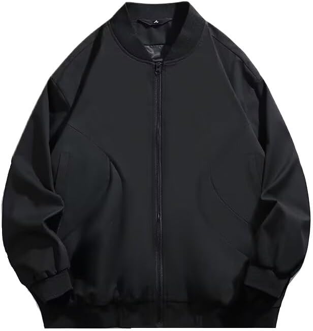 Mens Crew Neck Zip Up Hiking Jacket Spring Outdoor Loose Fit Waterproof Trendy Shell Jackets