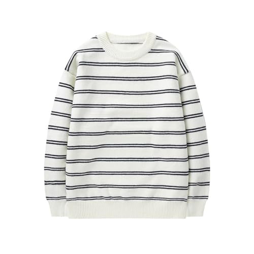 Vsadsau Men's Autumn Winter Striped Sweater Round Neck Knitted Casual Harajuku Long Sleeve Pullover3