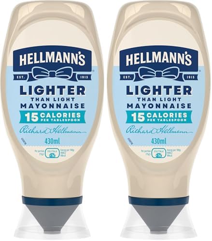 Hellmann's Lighter than Light 100% recycled plastic bottle Mayonnaise light mayo for sandwiches, wraps and salads 430 ml (Pack of 2)