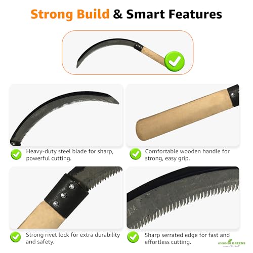 Image of Anandi Green's Metal Agriculture Garden Spectacular Heavy Duty Gardening Suckle with Wooden Handle