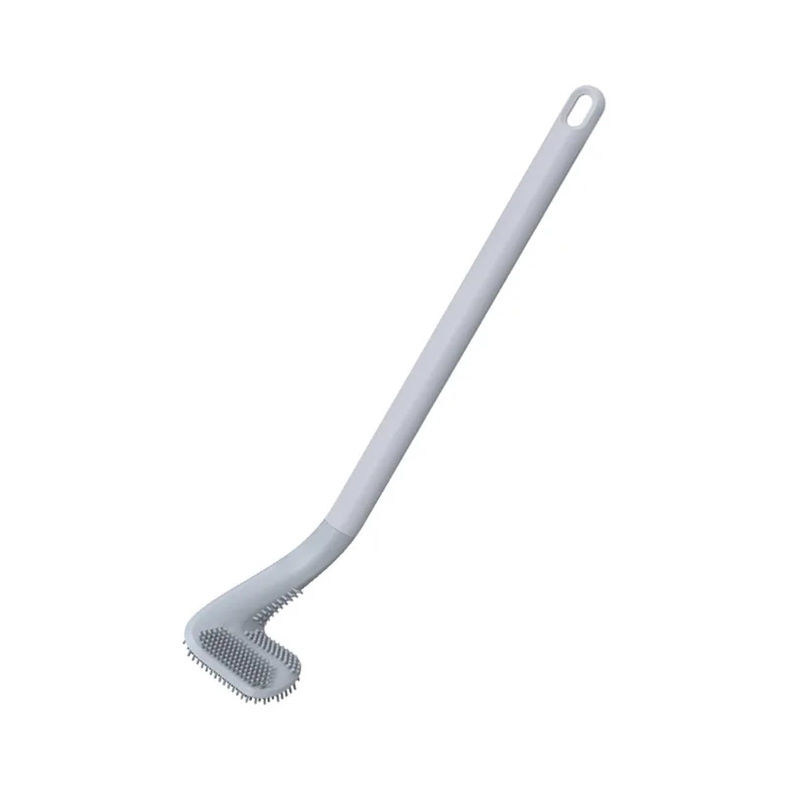 Brosse de toilette en silicone anti-adhérence à tête incurvée pour angles de WC