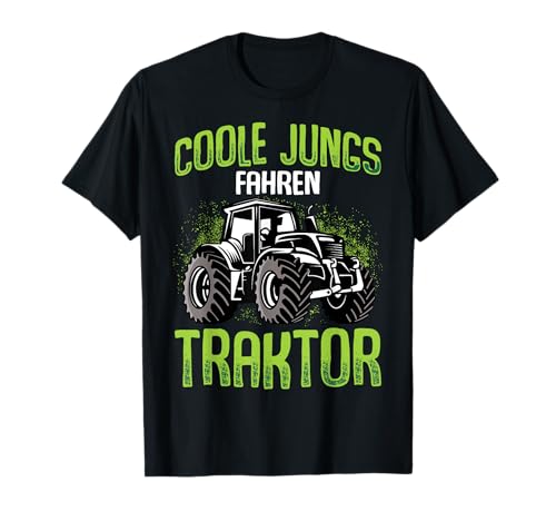 Lustige Landwirtschaft & Traktor Geschenke Coole Jungs fahren Traktor Trecker Junge Kinder T-Shirt Schwarz S Cartoon Rundhals-T-Shirt Klassische Passform Kurzarm für Jungen