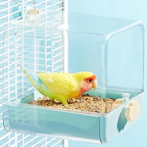 Image of Bird Bath for Cage, Cleaning Pet Supplies Cockatiel Bird Clear Spacious Bathtub with Bottom Drawer for Parrots Parakeets, Conures, Quakers, Portable Shower for Most Birdcage (Green)