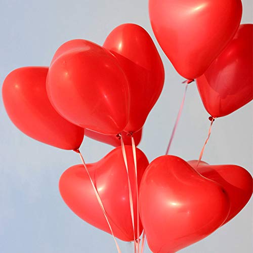 100pcs MOOKLIN Globos del corazón Globos de la Boda Rojos Globos en Forma de corazón para Cumpleaños Boda Festival o Decoración navideña