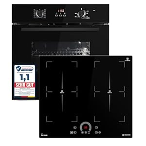 KKT KOLBE Autarkes Herdset | 60cm Einbaubackofen BO8005FB | 59cm Induktionskochfeld IH85904FZ | Grill | Heißluft | Automatik-Timer | 2-fach Wärmeschutzverglasung | Kindersicherung | SET8005FBIH594FZ