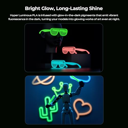 Image of Creality Hyper Glow-in-the-Dark PLA Filament 1.75mm 1KG, RFID Smart, Bright Long-Lasting Glow, High-Speed 30-600mm /s, Easy Printing, Fits Most 3D Printers (Pink)