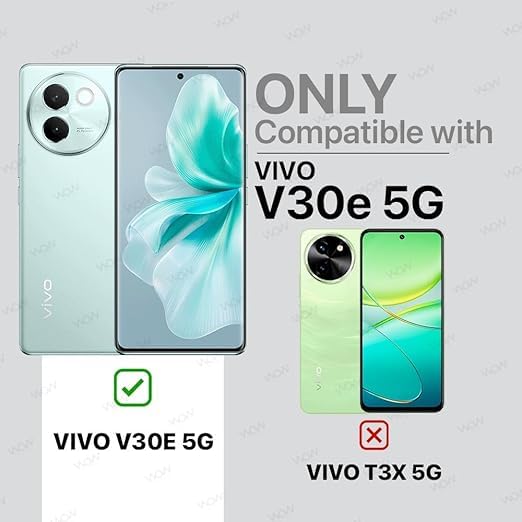 Image of WOW IMAGINE Shock Proof Back Case Mobile Cover for Vivo V30e 5G | Back Cover Case (Tough Armor | Hybrid PC + TPU | Ring Holder & in-Built Kickstand | Black)