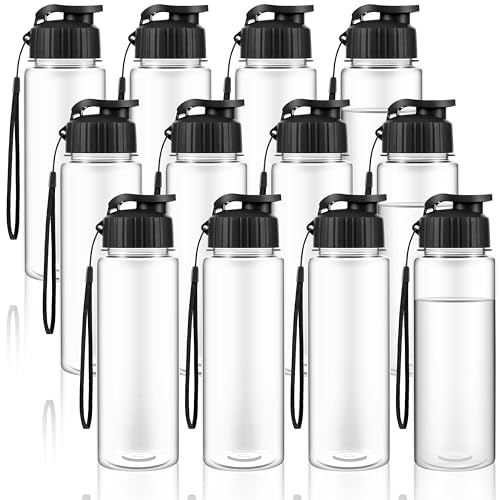 Olgaa 12 Pack Water Bottles Bulk 17 oz End of the Year Gifts for Students Kids from Teacher Reusable Leak Portable Plastic Sports Summer Drink Water Bottles with Handle Strap for Cycling Camping