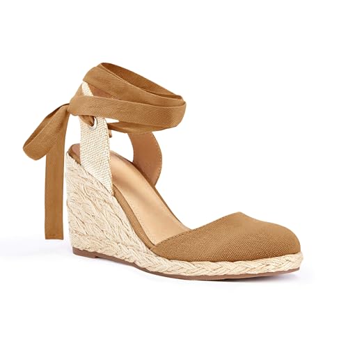 Juliet Holy Womens Lace up Espadrilles Closed Toe Wedges Sandals Strappy Slingback Platform Heels