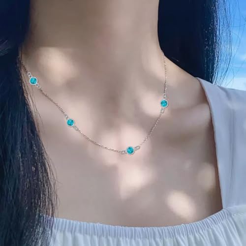 Turquoise Bead Necklace 925 Sterling Silver 5mm Natural Turquoise Gemstone Bohemian Jewelry Gifts for Women 18 Inches2