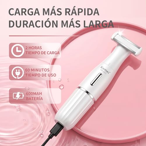 Afeitadora eléctrica mujer KEMEI 3523 para evitar irritación en zona íntima, cejas y axilas 5