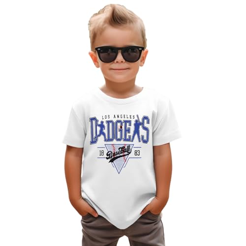 GLIGLITTR Toddler Baseball Shirt for Boys Girls Baseball Team Base Ball Fans Lover Outfit Kids Game Day Short Sleeve Tee Tops(White 2-3T)