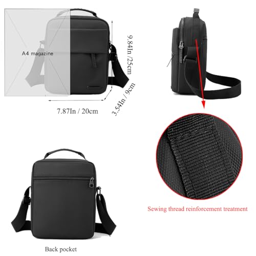 A-QMZL Umhängetasche Herren Schultertasche Herrentasche Klein Wasserdichte Crossbody Bag Brusttasche Handytasche für Tägliches Leben Reise (schwarz)