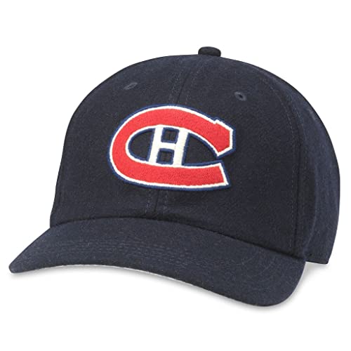 AMERICAN NEEDLE Archive Legend Officially Licensed NHL Montreal Canadiens Adjustable Buckle Strap Baseball Hat (21005A-MOC-NAVY)