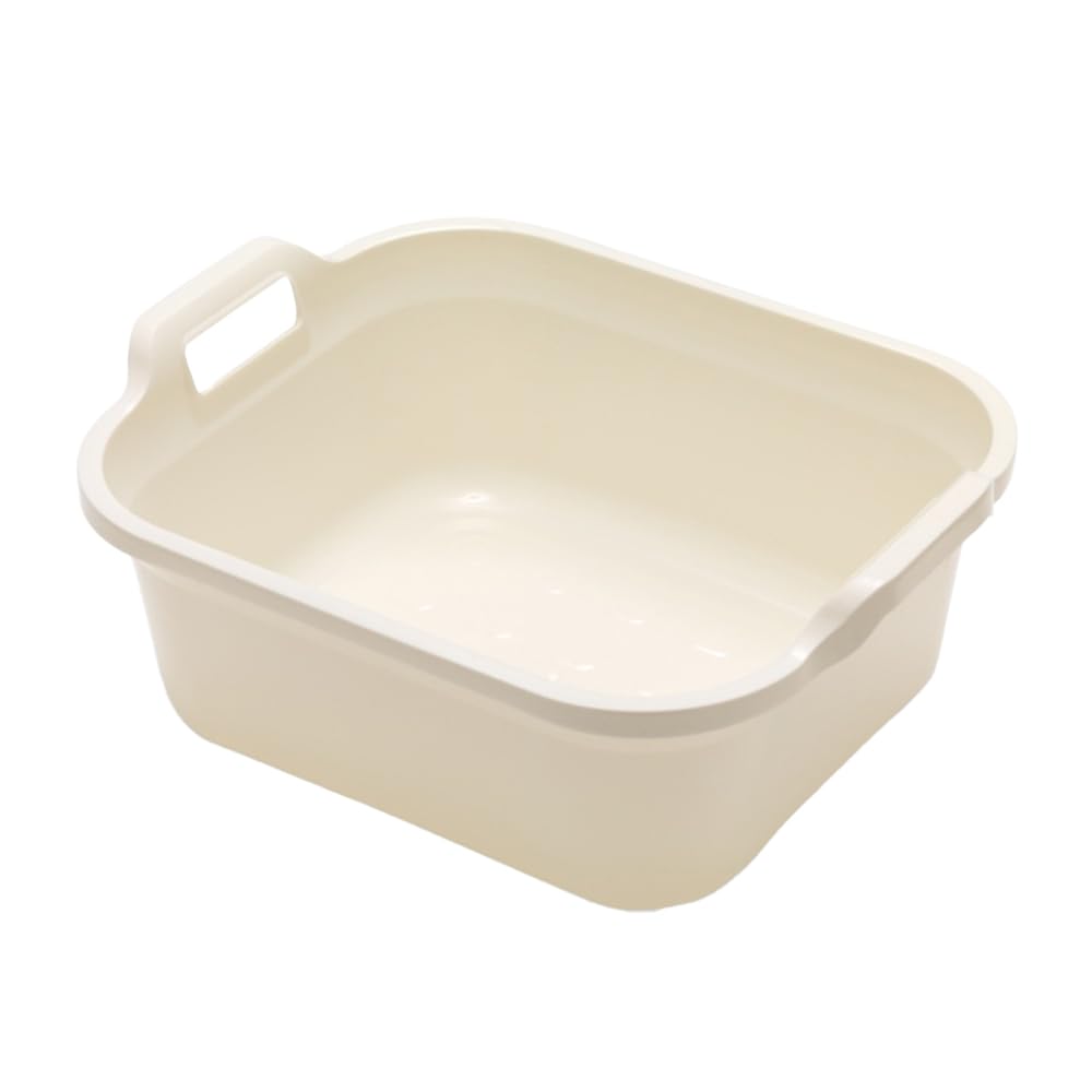 Addis Large Rectangular 9.5 Litre Washing Up Bowl With Handles, Linen 39 X 32 X 14 Cm Cream