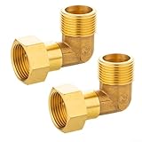 2 raccordi a gomito in ottone a 90 gradi, filettatura femmina da 1/2' e 3/4', connettori a vite mobili per tubi dell'acqua, riscaldamento centralizzato e sistemi solari (C)