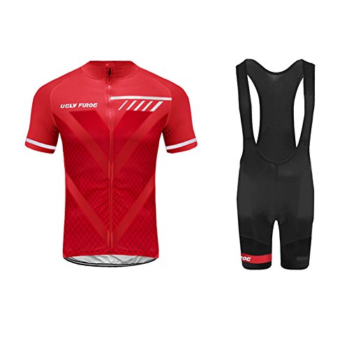 UGLY FROG Herren Radtrikot Set Fahrrad Trikot Kurzarm + Radhose mit Sitzpolster Radsport-Anzüge