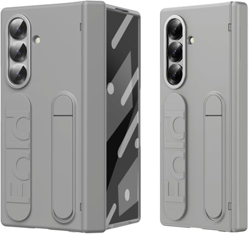 Image of Ultra Hybrid Samsung Galaxy Z Fold 7 (2025) Case with Stand & Hinge Protection | Rugged PC Cover with Wristband, Kickstand, Front Screen Protector | Fold 7 Case for Men & Women (Gray)