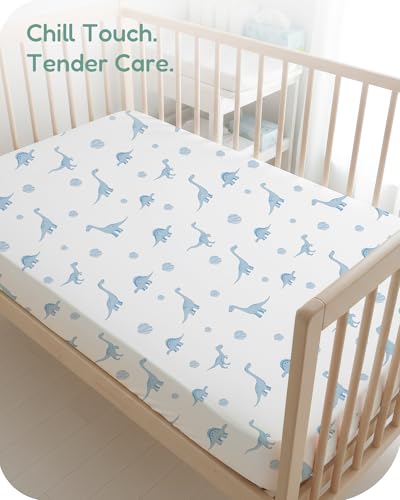 Image of Crib Sheets 2 Pack, Fitted Crib Sheet for Standard Crib Mattress 28x52x9, Ultra Soft Jersey Knit, Breathable Stretchy Deep Pocket, Snug Fit Stays Put, Baby Crib Mattress Sheet