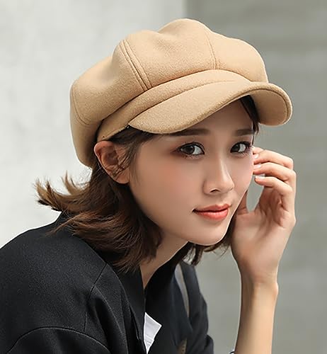 Newsboy Hats For Women, Women Newsboy Hat Trucker Hat Beret Newsboy Caps Retro Fashion Winter Hats For Women 2023 A Khaki #TOP1