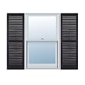 Custom Exterior Vinyl Louver Window Shutters w/Installation Spikes (Pair)