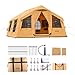VEVOR Inflatable Tents for Camping, 8-12 Person Easy Setup Blow up Tent with Hand Pump, 4 Season Luxury Glamping Tent with 2 Skylights, Canopy, Stove Jack, 2 Doors & Mesh Windows (Include Storage Bag)