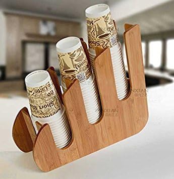 airgoesin Paper Cup Lid Holder Dispenser Wood Organizer for Home Party or Coffee Shop Counter Cafe
