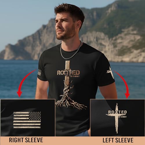 Rooted in Christ Shirt, Jesus Tshirt, Christian Shirts for Men, Cross Shirt, Religious Shirts for Men3