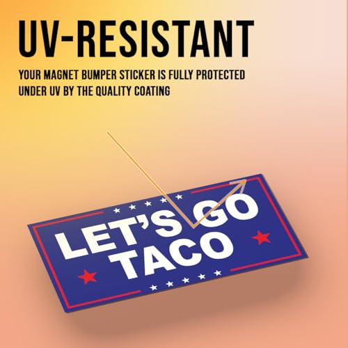 Image of Magnet Sticker Subtle Let's Go Taco Magnetic Anti Funny Leftist Feminist Social Justice Human Rights Black Blue Magnet for Bumper, Refrigerator, Cruise Door, Car, Truck 7.5x3.75in