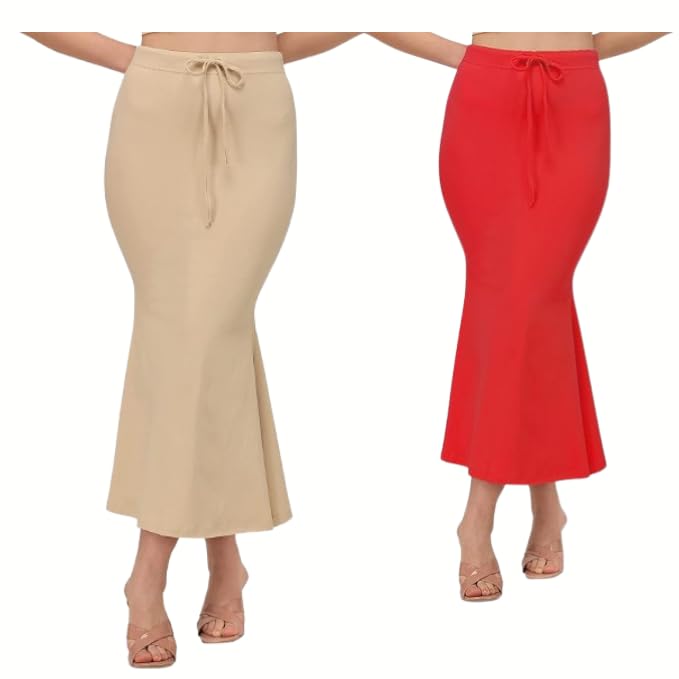 Image of Saree Shapewear Petticoat for Women | Fish Cut Mermaid Slim Fit Saree Shaper with Tummy Control & Side Slit | Stretchable Cotton Lycra Petticoat for Saree, Lehenga, Gown, Bridal Wear