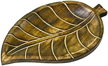 Ajuny Decorative Wooden Tray Platter for Serving Snacks Fruits Hand Carving Home Gifts