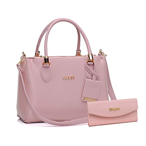 Bolsa Feminina Com Carteira, Alça De Mão E Tiracolo Ajustável Cor:Rosa;Tamanho:M;Gênero:Feminino