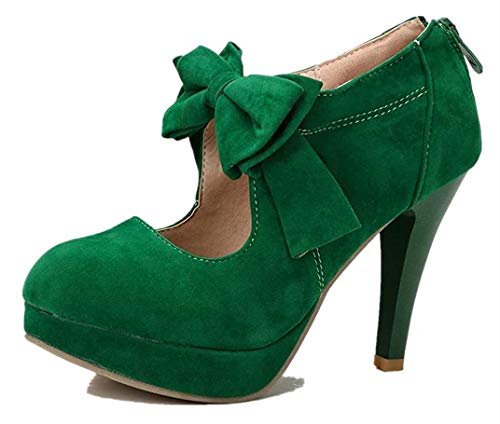 MMJULY Women's Classic Vintage Platform High Heel Small Bow Dress Pumps