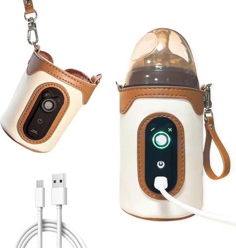 Portable Baby Bottle Warmer Bag USB Bottle Warmer Heater Travel Milk Heat Keeper with LCD Display & 26 Speed Temperature Adjustment for Baby Milk Used in Home Outside and in Car-E