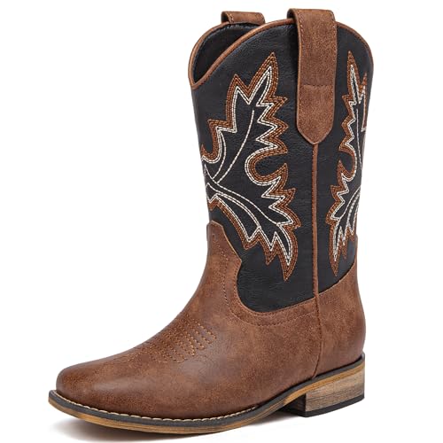 Dufannie Boys Cowboy Boots Brown/Black Size 4