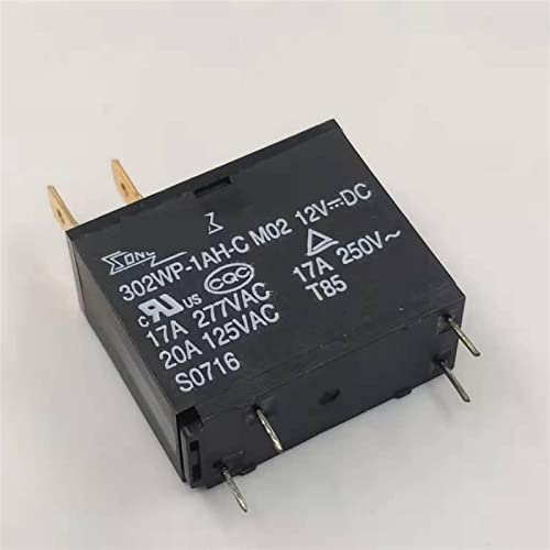 5PCS Relay 302WP-1AH-C M02/M07 12VDC 17A/277VAC 20A/125VAC 4PIN Alternative JQX-62F-012-1H for Water Heater Microwave Oven(302WP-1AH-C Bulk)