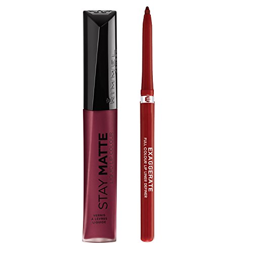 Rimmel Stay Matte Makeup Kit with Exaggerate Full Color Lip Liner and Liquid Lip Color, Ravish Plum This Show