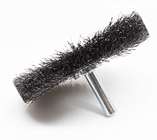 Image of Benchmark Abrasives 3 Inch Grinder Mounted Crimped Wire Wheel for Drill with 1 /4 inch Shank, Steel Brush for Rust Removal, Cleaning, Deburring on Cast Iron Holes Derusting Rotary Tools - Carbon Steel