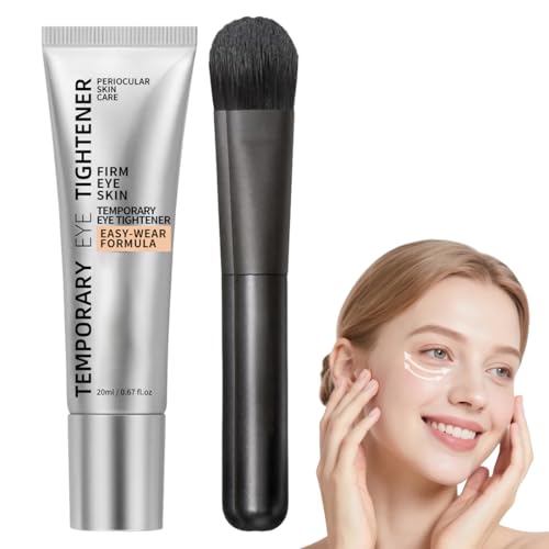 Contorno de Ojos Tensor con Aplicador, Crema Ojos Antiarrugas para Bolsas y Ojeras, Efecto Mate,Tratamiento Reafirmante con Pincel Incluido, Apto para todo tipo de pieles.