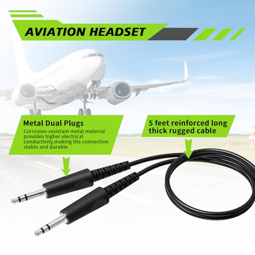 Image of WODASEN Aviation Pilot Headset for Students Flight School Passive Noise Canceling Aircraft Headphones with Boom Mic