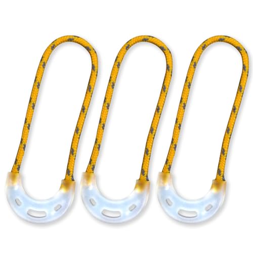 Image of munkees Zipper Puller Replacement Nylon Pull Rope 3 in Pack U-Shape,Glow in the Dark,Orange