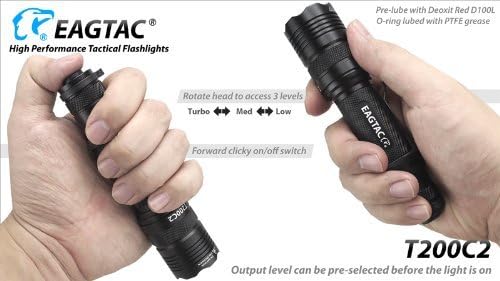 EagleTac T200C2 XM-L2 LED Flashlight, Black