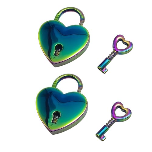 LIZIFEQZ 2Pcs Heart Shaped Lock with Keys, Colorful Mini Padlock