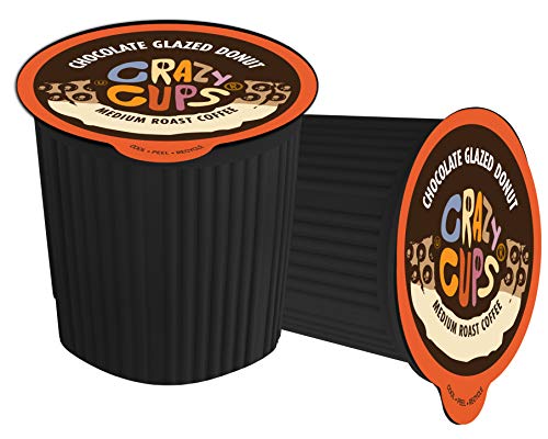 Crazy Cups Flavored Coffee Pods - Chocolate Glazed Donut, Medium Roast, 80 Count (Pack of 1) for Keurig K-Cup Machines - Hot or Iced Coffee, Recyclable Pods