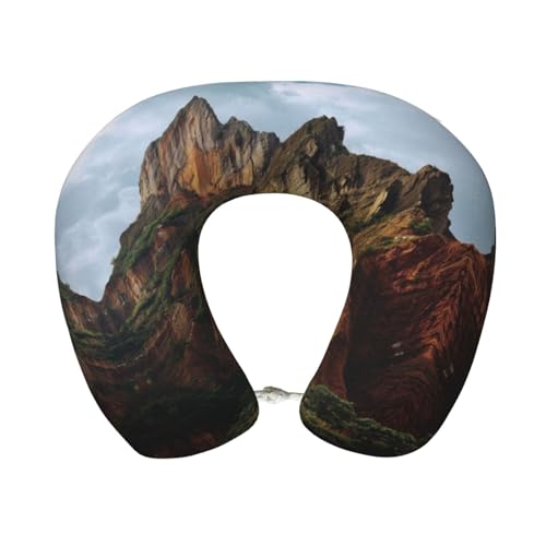EZDLOWVBA Mountain Peak Print Memory Foam Travel Pillow Soft For Flights, Road Trips, Long Distance, Sleeping Neck Support